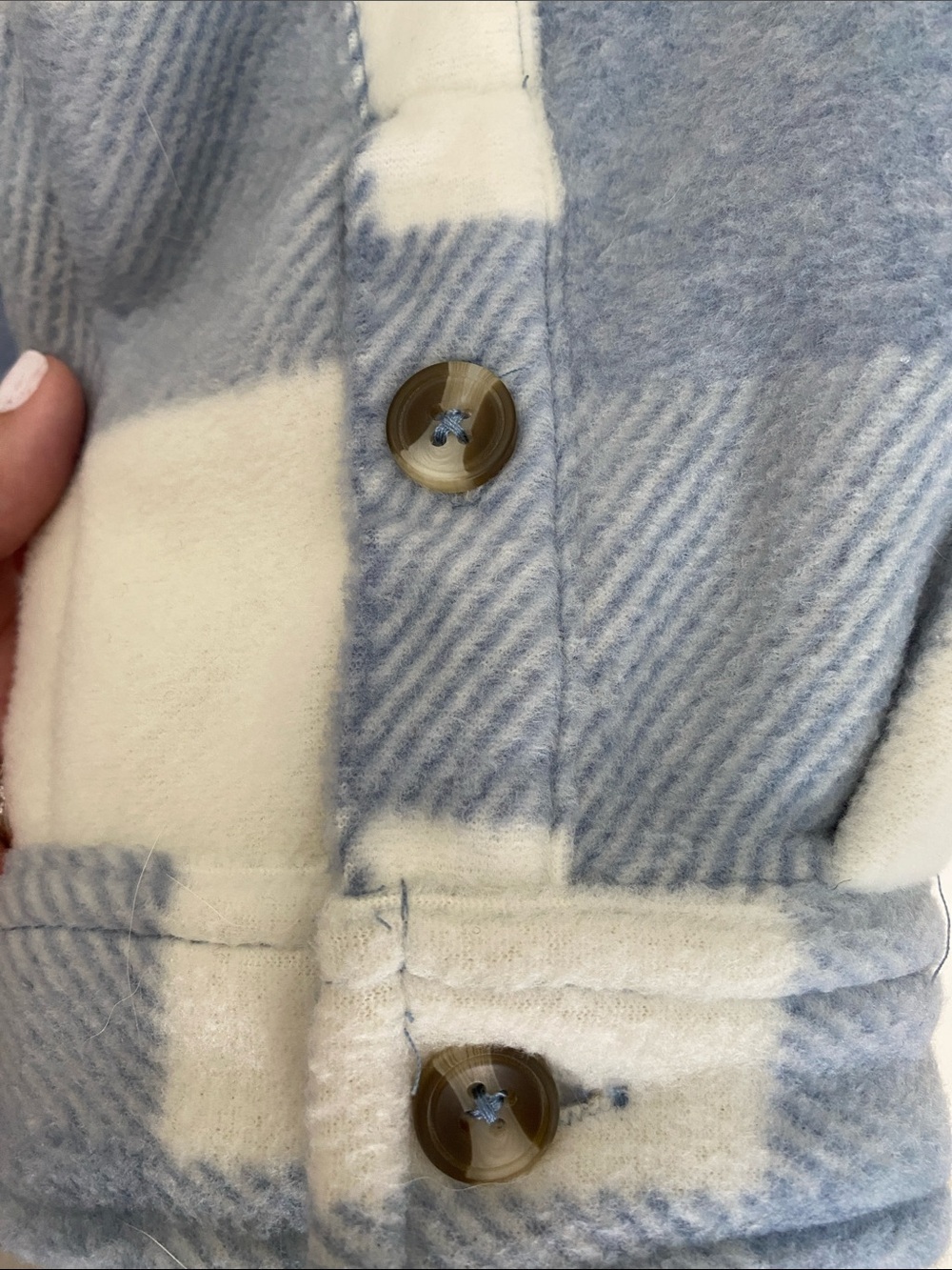 Sage Blue & White Plaid Sherpa-Lined Shirt Jacket - Picture 4 of 6